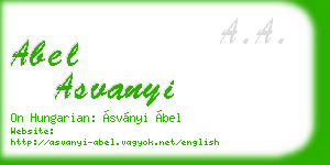 abel asvanyi business card