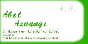 abel asvanyi business card